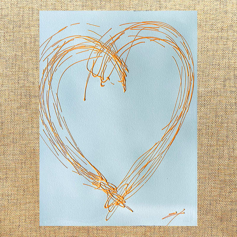 Gold Heart on Teal Blue 22x30 Unframed | Scott Hughes Art